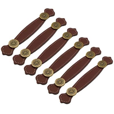 Leather Furniture Handles, 6 pcs PU Leather Handle Pull Cabinet Handle/Handles Drawer Pulls Handles, Furniture Drawer Handle Cabinet Knob Drawer Knob Wardrobe Door Pulls ( Color : Vintage Bronze brown