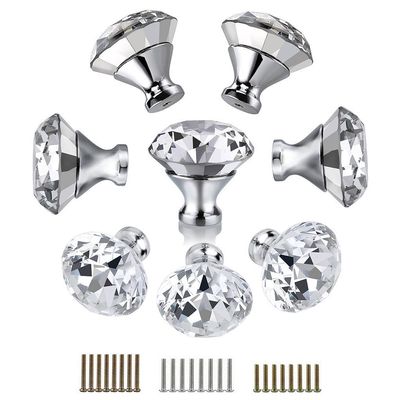 Crystal Knobs, 40MM 8pcs Clear Glass Crystal Cabinet Knobs-Diamond Shape Wardrobe Door Knobs/Cupboard Drawer Pull Handle/Glass Dresser Knobs,Come with 3 Kinds of Screws ( Color : 8 Pcs , Size : Crysta