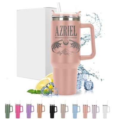 Azriel Laser Engraved Tumbler- 40 oz Stainless Steel Large Tumbler - Includes Straw and Lid - Vacuum Insulated - Personalized Gift for Bridal Party, Birthday, Teacher Gift