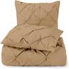 AveHomes Taupe Pinch Pleated Pintuck Duvet Cover Grand King 106x106-5 Piece Set with Zipper Closure and Envolupe Closure Pillowcase Luxuriously Soft 100% Cotton view 1