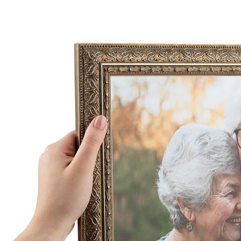 ArtToFrames 4x6 Inch Silver Picture Frame, This 1.50 Inch Custom Poster Frame is Silver Victorian Emboss - Comes with Regular Glass and Corrugated Backing (WOMOMA76266-4x6)