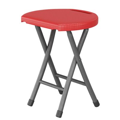18 Inch Folding Stool, 220lbs Capacity Foldable Stool with Handle, Portable Stools for Adults, Folding Chair Outdoor/Indoor (Color : Red, Size : 46cm/18inch)