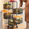 Johofiow 5 Tier Vegetable Basket Large Storage Rack with Wheels, Rotating Metal Kitchen Storage Basket Rolling Cart with Metal Top Lid, Wire Basket Organizer for Potato Onion Bread Banana view 3