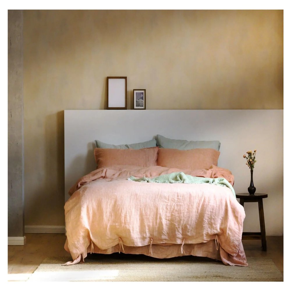 Bed, 100% Linen Duvet Cover Set, 3 Piece Belgian Flax Breathable Bedding, Queen Size with Tie Closure Style