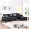 Sectional Sofa Set for Living Room with L Shape Chaise Lounge,Cup Holder and Left or Right Hand Chaise Modern 4 Seat (Black) view 1