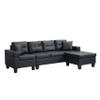Sectional Sofa Set for Living Room with L Shape Chaise Lounge,Cup Holder and Left or Right Hand Chaise Modern 4 Seat (Black) view 4