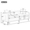 77.5" Velvet Upholstered Sofa with Armrest Pockets,3-Seat Couch with 2 Pillows and Golden Metal Legs for Living Room,Apartment,Home Office,Gray view 3