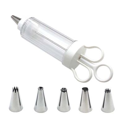 CATSELURRY Pearl Applicator Dessert Decorating Syringe Set Cupcake Frosting Filling Injector with 5 Icing Nozzles Cake Decorating Tool Easy to Use