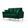 2-Seater Sofa Couch with Channel Tufted on Back and Seat Cushions, Two Throw Pillows, Velvet Green view 2