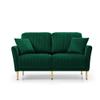 2-Seater Sofa Couch with Channel Tufted on Back and Seat Cushions, Two Throw Pillows, Velvet Green view 4