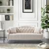 78.7" Width Classic Chesterfield Velvet Sofa Contemporary Upholstered Couch Button Tufted Nailhead Trimming Curved Backrest Rolled Arms with Silver Metal Legs Living Room Set,2 Pillows Included view 1