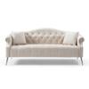 78.7" Width Classic Chesterfield Velvet Sofa Contemporary Upholstered Couch Button Tufted Nailhead Trimming Curved Backrest Rolled Arms with Silver Metal Legs Living Room Set,2 Pillows Included view 2