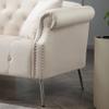 78.7" Width Classic Chesterfield Velvet Sofa Contemporary Upholstered Couch Button Tufted Nailhead Trimming Curved Backrest Rolled Arms with Silver Metal Legs Living Room Set,2 Pillows Included view 4