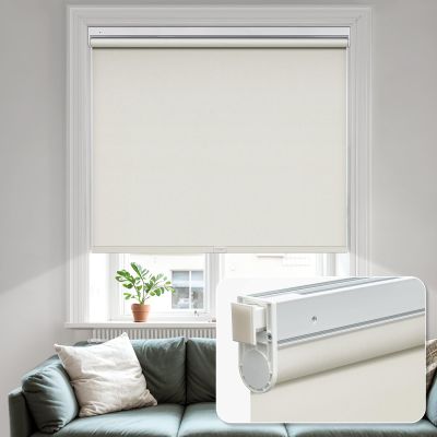 MiLin No Tools No Drill Cordless Roller Shades 100% Blackout Roller Windows Shades Thermal Insulated Reduce Noise Privacy Window Rolling Blinds for Windows and Office (Beige, 32" W x 64" H)