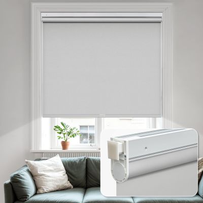 MiLin No Tools No Drill Cordless Roller Shades 100% Blackout Roller Windows Shades Thermal Insulated Reduce Noise Privacy Window Rolling Blinds for Windows and Office (Light Grey, 64 1/4" W x 48" H)