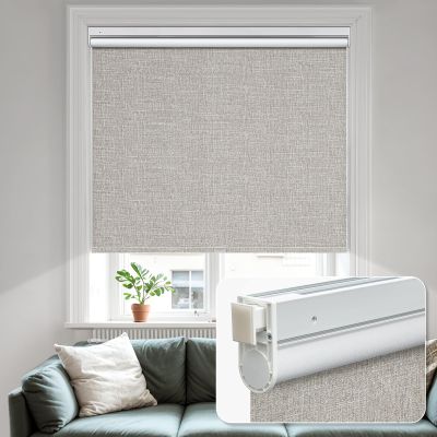 MiLin No Tools No Drill Cordless Roller Shades 100% Blackout Roller Windows Shades Thermal Insulated Reduce Noise Privacy Window Rolling Blinds for Home and Office (Taupe Grey, 31" W x 48" H)