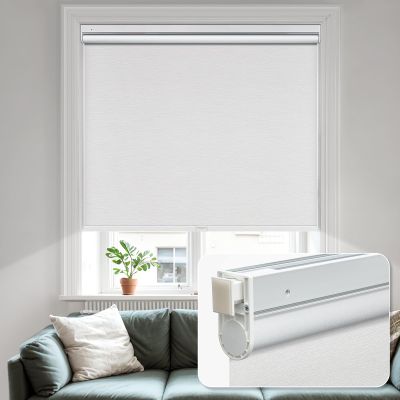 MiLin No Tools No Drill Cordless Roller Shades 100% Blackout Roller Windows Shades Thermal Insulated Reduce Noise Privacy Window Rolling Blinds for Home and Office (Snowscape White, 31" W x 48" H)