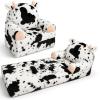 QIUODO Toddler Chair with Faux Rabbit Fur  2-in-1 Foldable Kids Couch, Soft Sofa for Reading, Bedroom or Playroom Use, Ages 1-3Cow view 1