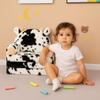 QIUODO Toddler Chair with Faux Rabbit Fur  2-in-1 Foldable Kids Couch, Soft Sofa for Reading, Bedroom or Playroom Use, Ages 1-3Cow view 2