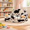 QIUODO Toddler Chair with Faux Rabbit Fur  2-in-1 Foldable Kids Couch, Soft Sofa for Reading, Bedroom or Playroom Use, Ages 1-3Cow view 4