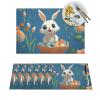 1 PVC Placemats Set Place Mats Cute Easter Bunny Non-Slip Weave Place Mats 12" x 18" Farmhouse Table Mat Set for Family Dinners Wedding Parties view 1