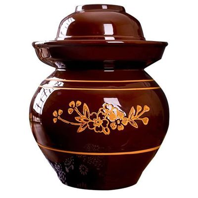 UNbit Ceramic Jars,Tea Jar,Chinese Style Storage Jars,Large Traditional Chinese Porcelain Pickle Jar, Natural Ceramic Fermentation Crock Pickling Pot,Fermenting Jar With Water Seal Airlock Lid Stonewa