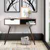 35.4" Writing Computer Desk with Drawer, Walnut & White view 1