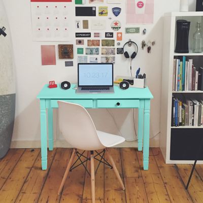 43.3'' Computer Board Desk with 2 Drawers - Mint