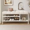LXURY 2 Tier Shoe Rack Bench with Metal Frame, Upholstered Lambswool Shoe Storage Organizer for Entryway, Hallway, Living Room, Mudroom, Doorway, White, 60cm/23.6in view 2