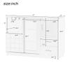 Kitchen Functional Sideboard with Glass Sliding Door and Integrated 16 Bar Wine Compartment, Wineglass Holders (White) view 2