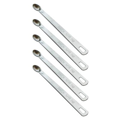 BERYLER 5PCS 1/16 Teaspoon(1/16tsp, 0.31ml, Pinch) Single Tiny Measuring Spoon, Small Individual Stainless Steel Measure Spoons Only