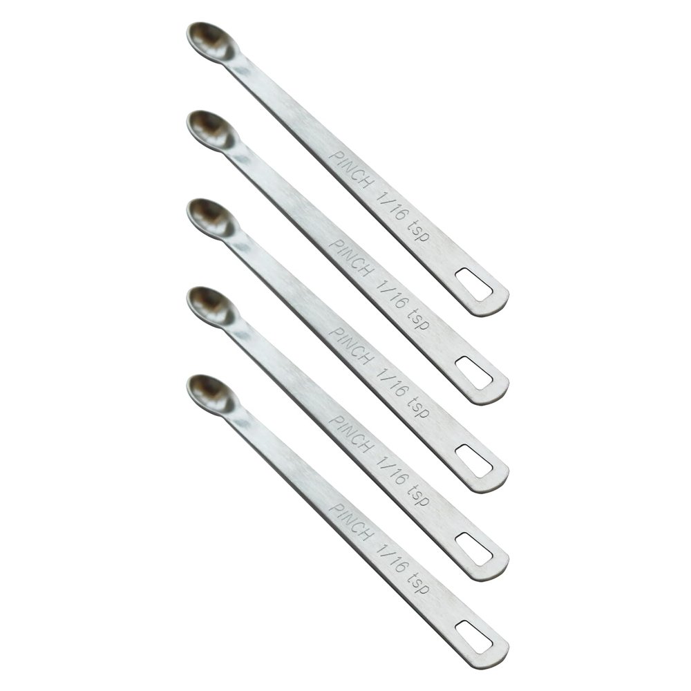 BERYLER 5PCS 1/16 Teaspoon(1/16tsp, 0.31ml, Pinch) Single Tiny Measuring Spoon, Small Individual Stainless Steel Measure Spoons Only