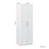 High Wardrobe and Kitchen Cabinet with 2 Doors and 3 partitions to Separate 4 Storage Spaces, White view 2