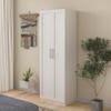 High Wardrobe and Kitchen Cabinet with 2 Doors and 3 partitions to Separate 4 Storage Spaces, White view 3