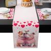 Valentine's Day Table Runner and Placemats Set of 4 Red Love Heart Dog Kissing Pink Scarf Cotton Linen Dining Table Runner 70 Inch and Washable Table Mats 4 Pcs Kits for Home Kitchen Decor view 1