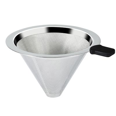 Pour Over Coffee Dripper Slow Drip Paperless Coffee Filter, Double Mesh Stainless Steel Pour Over Coffee Maker for Single Cup Brew Reusable Cone Filter, Coffee Drip Cone, Fine Mesh Strainer(1-2 Cup)