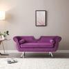 61" Width Modern Accent Velvet Upholstered Loveseat Settee Nailhead Trimming Curved Backrest Rolled Arms Couch with Removable Cushion Silver Metal Legs Living Room Set,Purple view 1