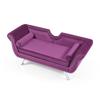 61" Width Modern Accent Velvet Upholstered Loveseat Settee Nailhead Trimming Curved Backrest Rolled Arms Couch with Removable Cushion Silver Metal Legs Living Room Set,Purple view 2