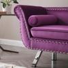 61" Width Modern Accent Velvet Upholstered Loveseat Settee Nailhead Trimming Curved Backrest Rolled Arms Couch with Removable Cushion Silver Metal Legs Living Room Set,Purple view 4