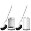 HAMITOR Toilet Bowl Brush Holder Set: Curved Design with Holder for Deep Cleaning Under Rim - Compact Hidden Scrubber for Small Space - Modern RV Bathroom Accessories - 2 Pack view 1