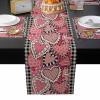 Valentine's Day Table Runner and Placemats Set of 2 Red Love Heart Black Buffalo Plaid Cotton Linen Dining Table Runner 70 Inch and Washable Table Mats 2 Pcs Kits for Home Kitchen Decor view 1