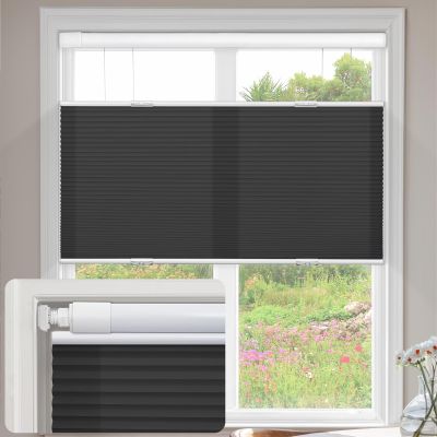 UrMoon Top Down Bottom Up Cellular Shades No Tool No Drill Cordless Cellular Blinds for Window Light Filtering Honeycomb Design Shades for Home Office (Light Filtering - Black, 65 1/2" W x 64" H)