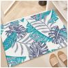 NEVKA Diatomaceous Earth Bath Mat, Rug for Bathroom, Quick Dry Bathtub Mat, Non Slip Bathroom Rugs, Stone Bath Mat Washable(4x5ft/48x60in/120x150cm, Palm Fronds, Turquoise/Gray/Ivory) view 1