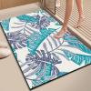 NEVKA Diatomaceous Earth Bath Mat, Rug for Bathroom, Quick Dry Bathtub Mat, Non Slip Bathroom Rugs, Stone Bath Mat Washable(4x5ft/48x60in/120x150cm, Palm Fronds, Turquoise/Gray/Ivory) view 3