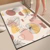 Diatomaceous Earth Bath Mat, Soft Diatomite Stone Bath Mat Large Non-Slip Super Absorbent Fast Drying Shower Mat Thin Washable Bathroom Rugs Floor Mat 4x6ft/48x72in/120x180cm(Multi Leaves, Beige) view 3
