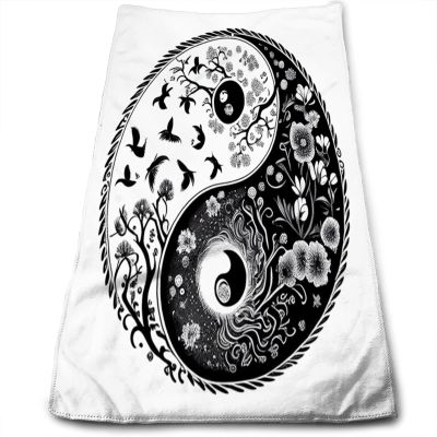 Yioniii Yin and Yang Ornament On Pattern Pattern Bathroom TowelsAbsorbent Soft Fingertip Towels for Home Shower Swim Pool Beach Spa Gym Yoga Travel27.5x16in