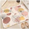 Diatomaceous Earth Bath Mat, Soft Diatomite Stone Bath Mat Large Non-Slip Super Absorbent Fast Drying Shower Mat Thin Washable Bathroom Rugs Floor Mat 1.5x2.5ft/18x30in/45x75cm(Multi Leaves, Beige) view 1