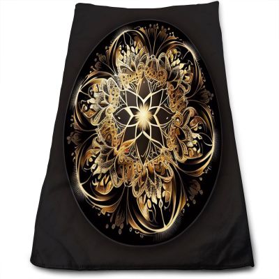 Yioniii Beautiful Golden Mandala Circle Pattern Pattern Towel for Bathroom Soft Absorbent Towels for Bath, Gym and Spa27.5x16in