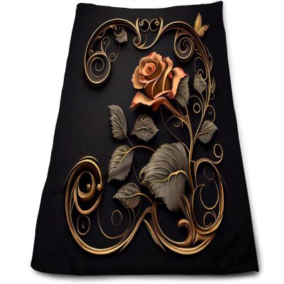 Yioniii Rose with Gold Scrolls and Butterflies Print Pattern Towel for Bathroom Soft Absorbent Towels for Bath, Gym and Spa27.5x16in