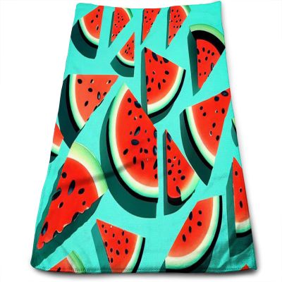 Yioniii Sliced Watermelon on a Turquoise Pattern Bathroom TowelsAbsorbent Soft Fingertip Towels for Home Shower Swim Pool Beach Spa Gym Yoga Travel27.5x16in